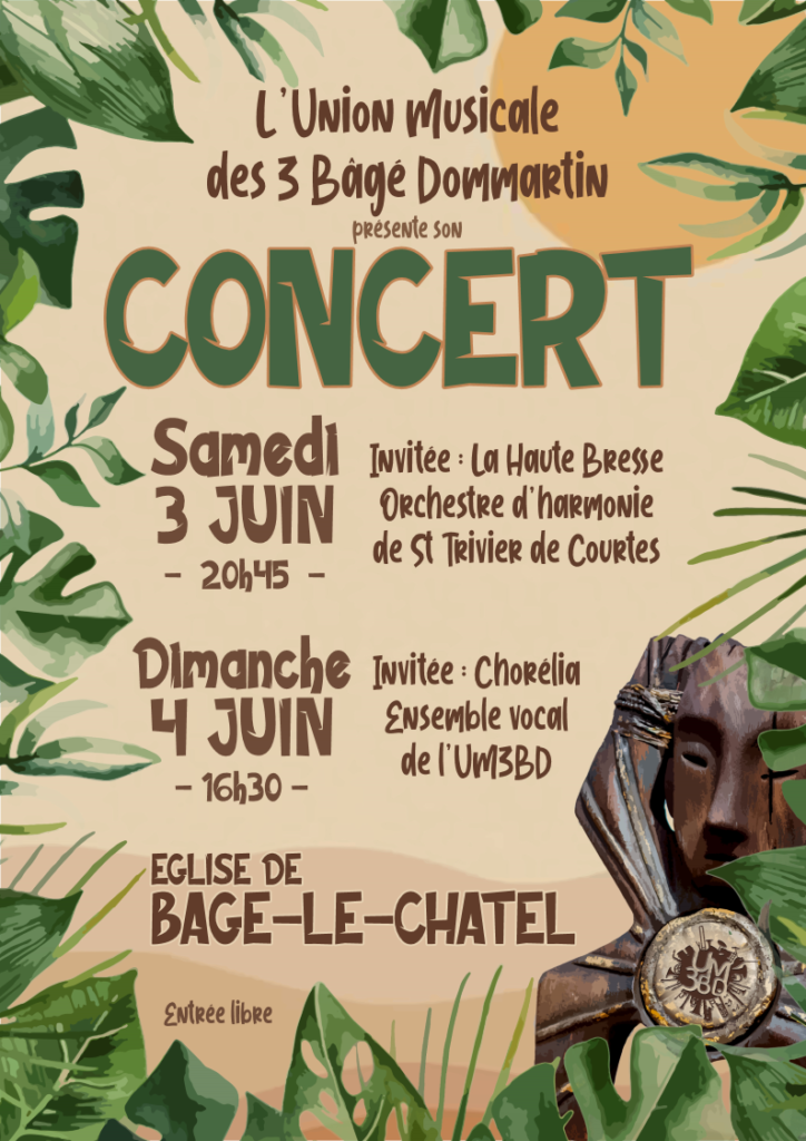 Concert Union Musicale des 3 Bâgé-Dommartin